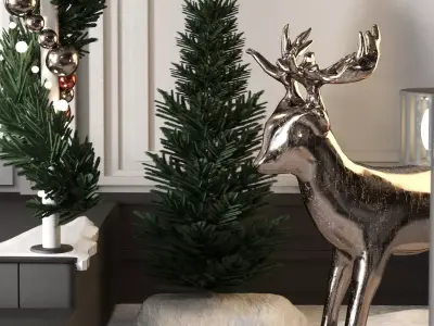 New Years decoration of the building entrance 3D model