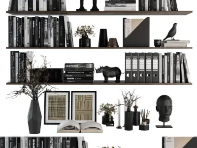 Black Decorative set on shelves 3D model