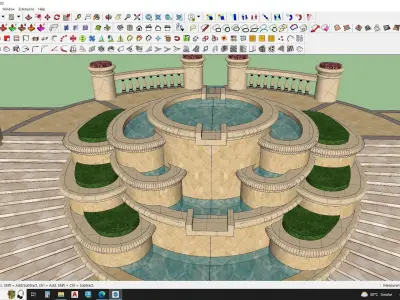 luxury fountain on stair 3d model 3D model