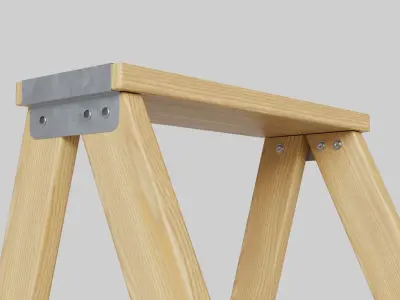 Wooden Step Ladder Low-poly 3D model