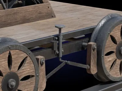 Old wooden handcar Low-poly 3D model