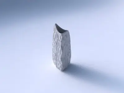Vase curved tipping triangle 2 with crystal dents 3D print model