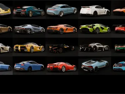 20x 3D Cars Pack - Game-Ready Low-poly 3D model