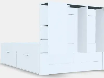 BRIMNES Bed frame w storage and headboard 2 3D model