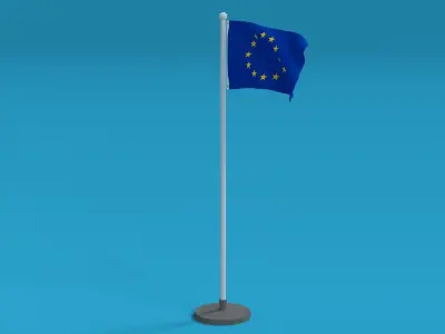 Low Poly Seamless Animated Europe Flag Low-poly 3D model