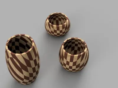 Vase 6 three wooden vases 3D model