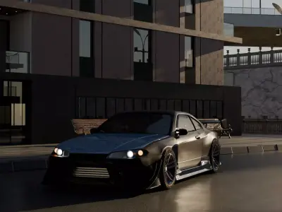 Street for a photo shoot of transports  3D model