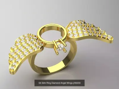 STL 3D The Wings of Freedom gold jewelry Collection 3D Model Pack