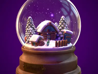  Snowglobe Christmas Low-poly 3D model