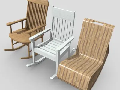 Rocking Chair Pack Low-poly 3D model