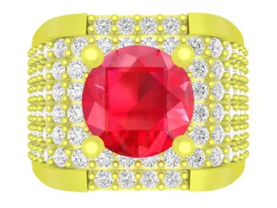 Luxury Mens Ruby Pave Diamond Ring 3973 3D print model
