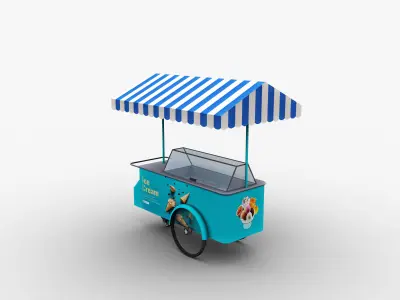 Ice Cream Cart Pack Low-poly 3D model