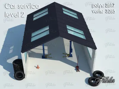 Car service level Low-poly 3D model