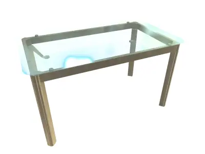 Six Seater Dining Table 3D Model AR VR PBR Low-poly 3D model