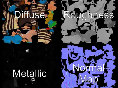 Cheerful Pirate with Parrot D Model  Rigged and Animated Low-poly 3D model