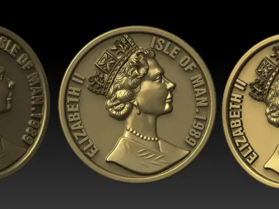queen elizabeth coin 3D print model
