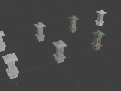 Pagoda Stone Statue Low-poly 3D model