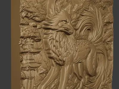 wolf art relief 3D print model