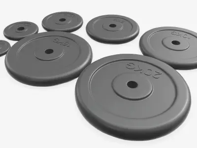 Barbell weight set rubberized 3D model