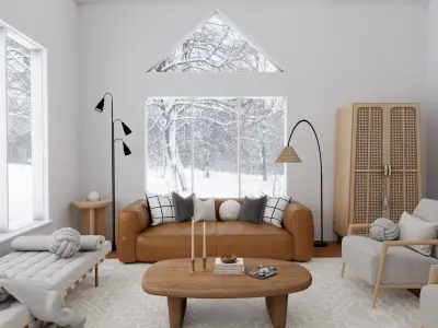 Winter Living Room Blender Scene 3D model