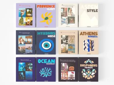 encyclopedia of assouline coffetable books travel blue 3D model