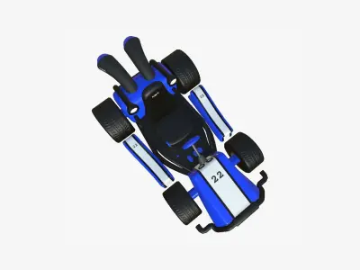 Cartoon Kart I02 Blue - Vehicle Racing Design Low-poly 3D model
