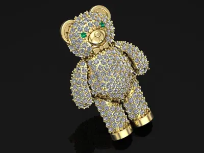 bear diamonds pendant 3D print model