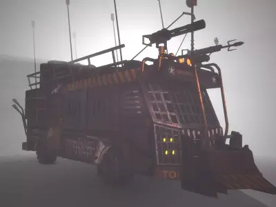 Apocalyptic Bus Modular Pack Low-poly 3D model