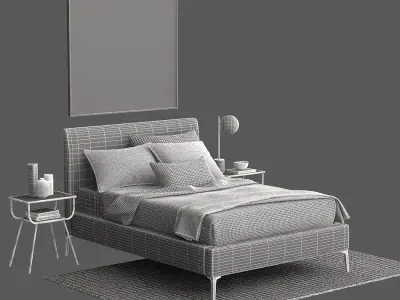 west elm Andes Deco Upholstered Bed 3D model