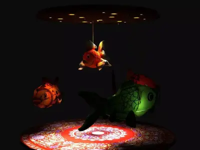 Chinese fish  lantern  Low-poly 3D model purchase