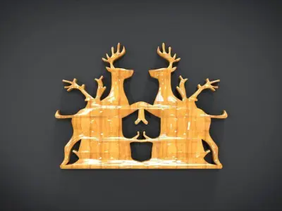 Wall decoration with deer motif 3D print model