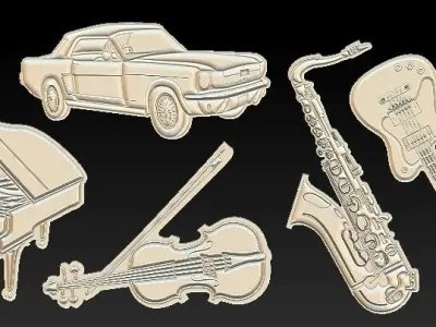 Five Models for Embossing Hot Foil Technique for CNC 3D Router 3D print model