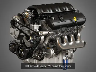 1500 Silverado - 1500 Ram Engines - V8 Pickup Engines 2 in 1 3D Model Collection