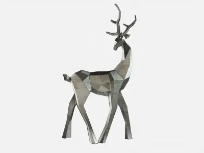 Reindeer 3D print model geometric deer sculpture 3D print model