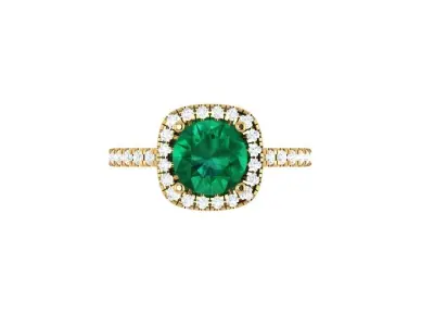 Ringwithhalo emerald and diamond ring 3D print model