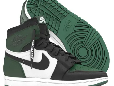 air jordan 1 retro high pine green 3D model