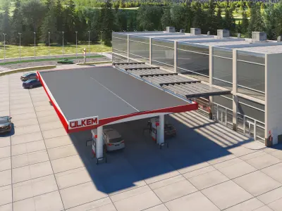 Realistic Gas Station 3D Model 3D model