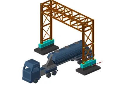Pipe Bridge 3 levels 12m long 2800mm wide 7600mm clearance 3D model