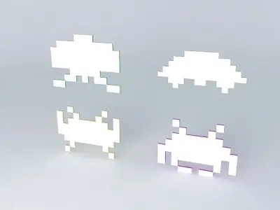 space invaders wall decor art arte decoração de parede space ... Free 3D model