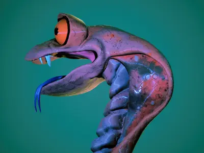 Cartoonish Cobra Rigged and Animated Low-poly 3D model
