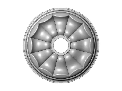 Rounded ribs curved 450mm ceiling medalion rosette relief 3D print model