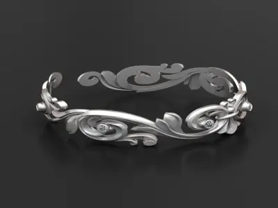 gold  diamond bangle  3D printable model   3D print model