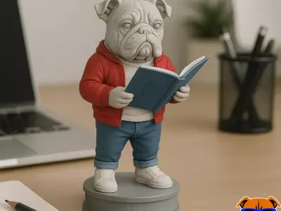 Dog reading book urban vibes 3D print model
