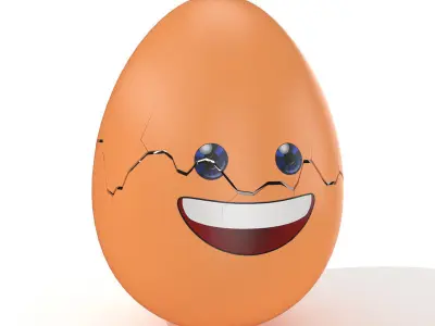 Egg Cracked Emoji N005 Low-poly 3D model