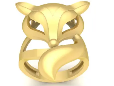 Luxury Sculpted Fox Head Ring for Women 3682 3D print model