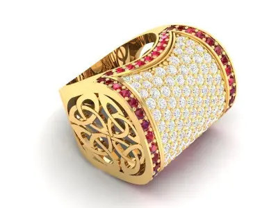 Luxury Filigree Dome Pave Diamond Men Ring 3D Model 426 3D print model