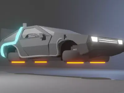 DeLorean Car Low Poly 3D model