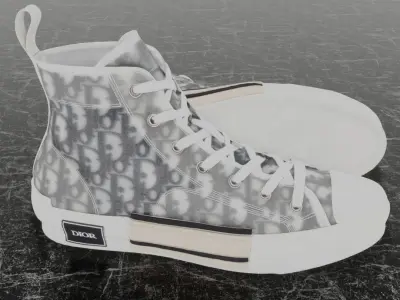 DIOR B23 HIGH TOP CANVAS OBLIQUE 3D SHOES SNEAKERS 3D model