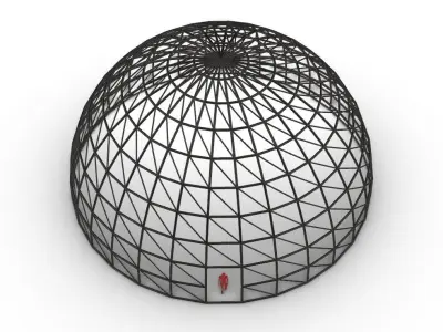 Dome wire-frame structure with Diagonal reinforcement v3 3D model