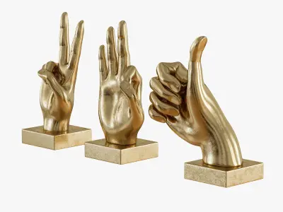 Metallic Hand 3 Piece Figurine Set 3D model